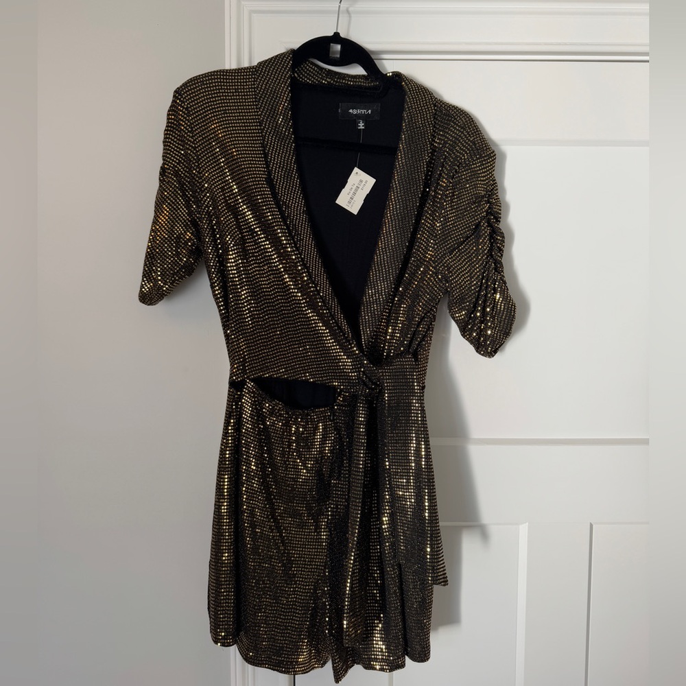 Marcela sequin black and gold romper